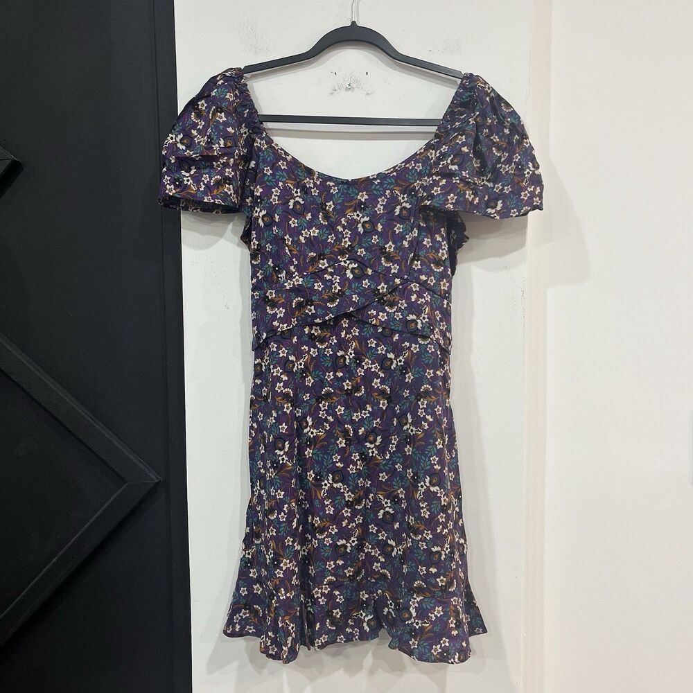 NWOT Band Of The Free Purple Floral Coraline Mini Dress Size Medium